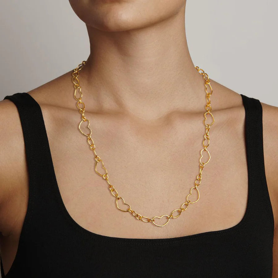 18k yellow gold heart link oval chain necklace by Christina Alexiou Tiny Gods