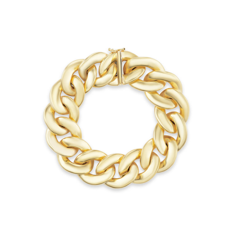 18k yellow gold heavy link bracelet tiny gods 