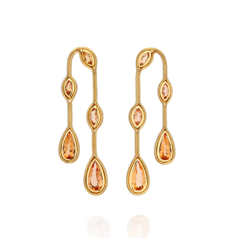 18k yellow gold imperial topaz high fluid earrings by Fernando Jorge Tiny Gods