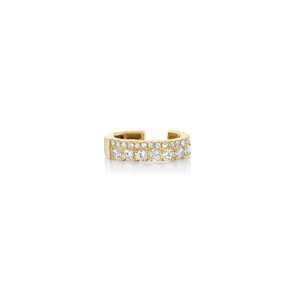 hinged yellow gold earcuff double row diamond tiny gods 