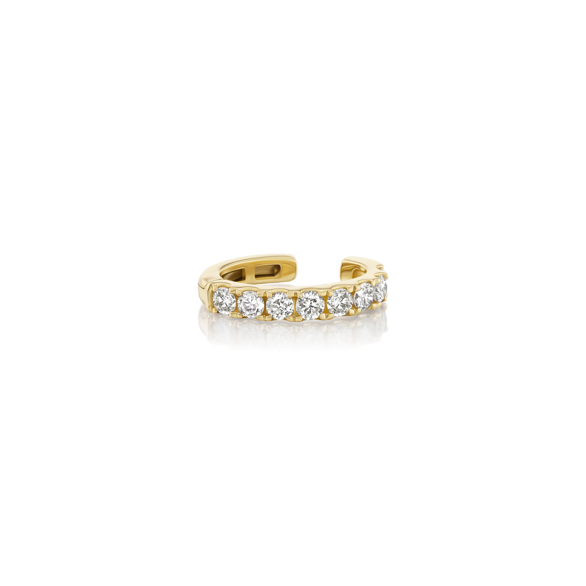 hinged yellow gold round diamond ear cuff 
