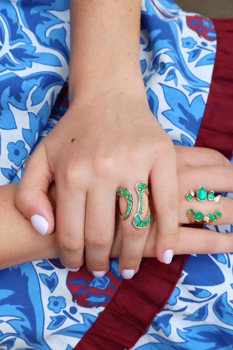 Emerald Stream Open Ring