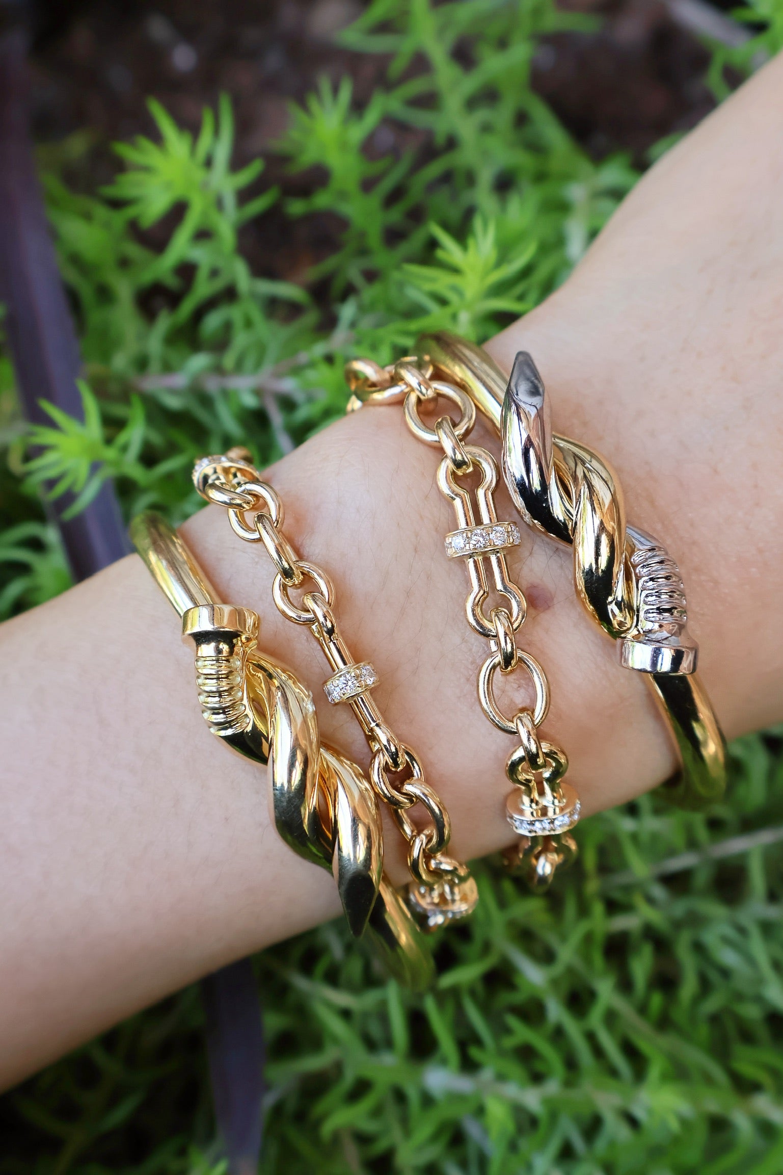 Polished Two-Tone Twisted Nail Cuff