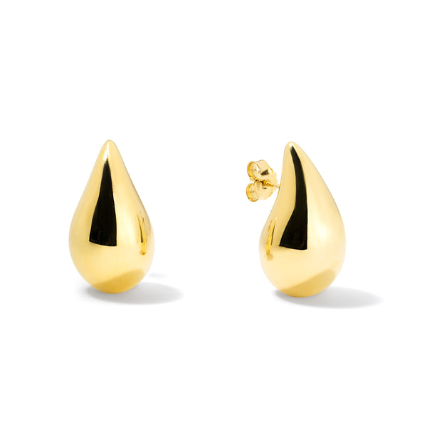 large teardrop earrings 14k yellow gold tiny gods drop bottega