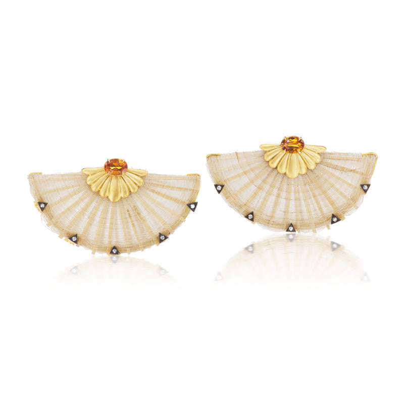 Ivory Horse Mane Earrings with Citrine