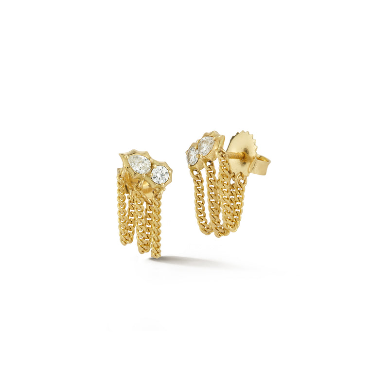 Posey Chain Loop Hoop Earrings by Jade Trau at Tiny Gods 18k yellow gold and diamond