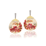 18k yellow gold japanese maple leaf fan marquetry earrings by Silvia Furmanovich Tiny Gods