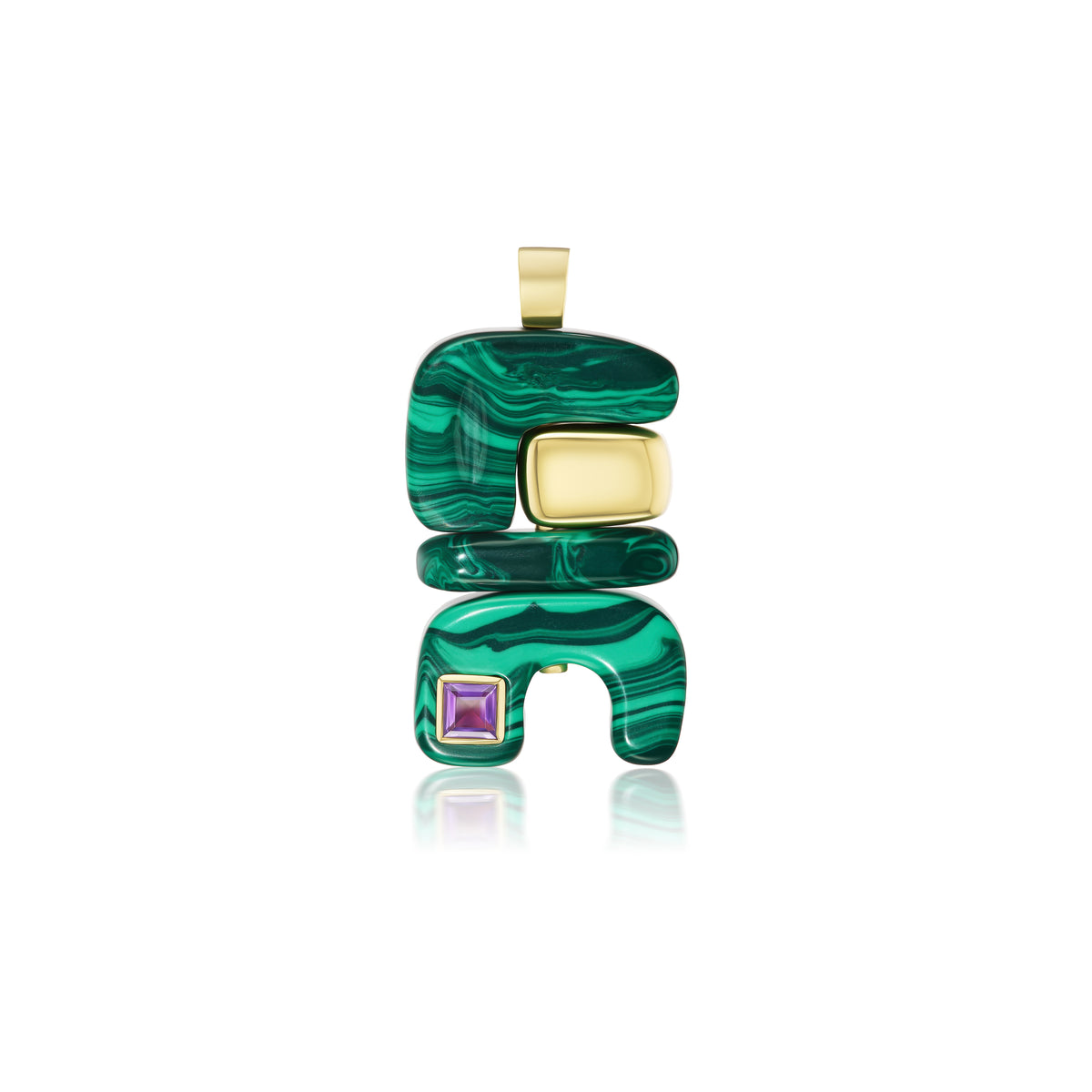 18k gold malachite totem pendant charm by Joelle Kharrat Tiny Gods