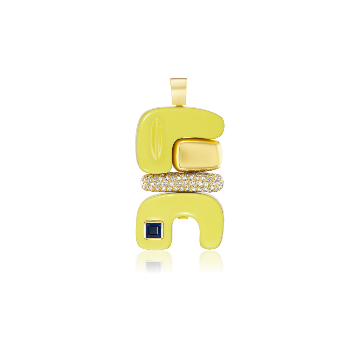 18k yellow opal gold dimaond totem pendant charm by Joelle Kharrat Tiny Gods