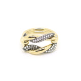 18k yellow gold jumbo half diamond tie buckle ring with diamonds by Boochier Tiny Gods