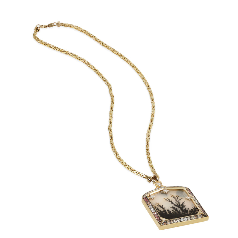 18K yellow gold diamond landscape Agate Karya pendant Necklace by Eurgenie Niarchos Venyx Fine Jewelry Tiny Gods