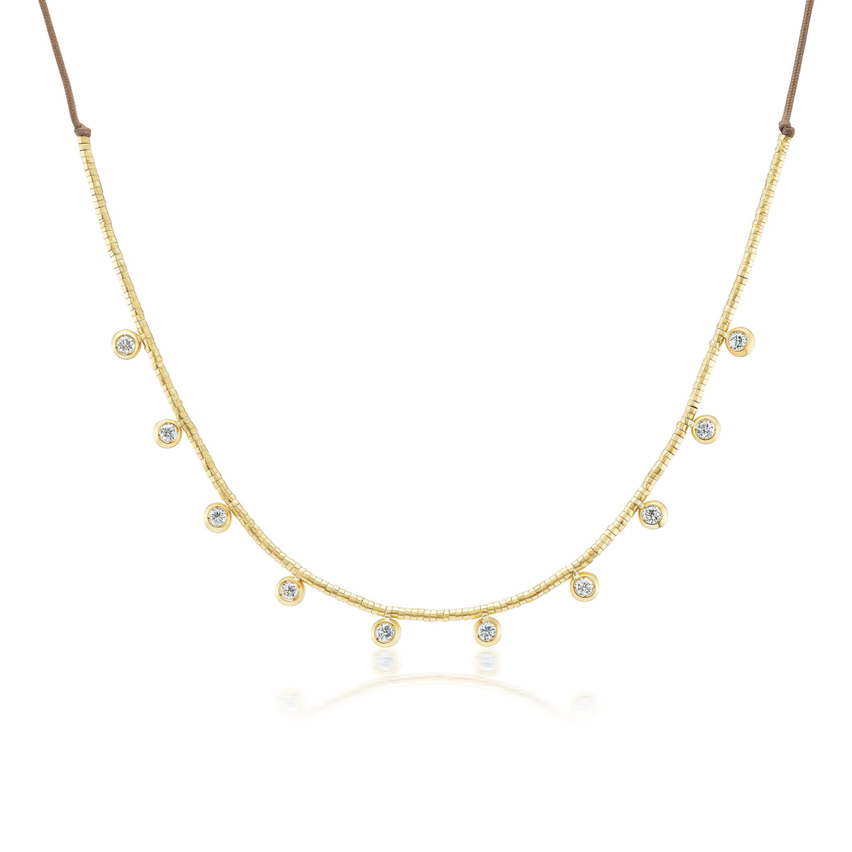 22k yellow gold 1ct diamond bezel set snake bead necklace by Kiaia Tiny Gods