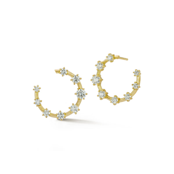 18k yellow gold large diamond kismet hoop earrings by Jade Trau Tiny Gods