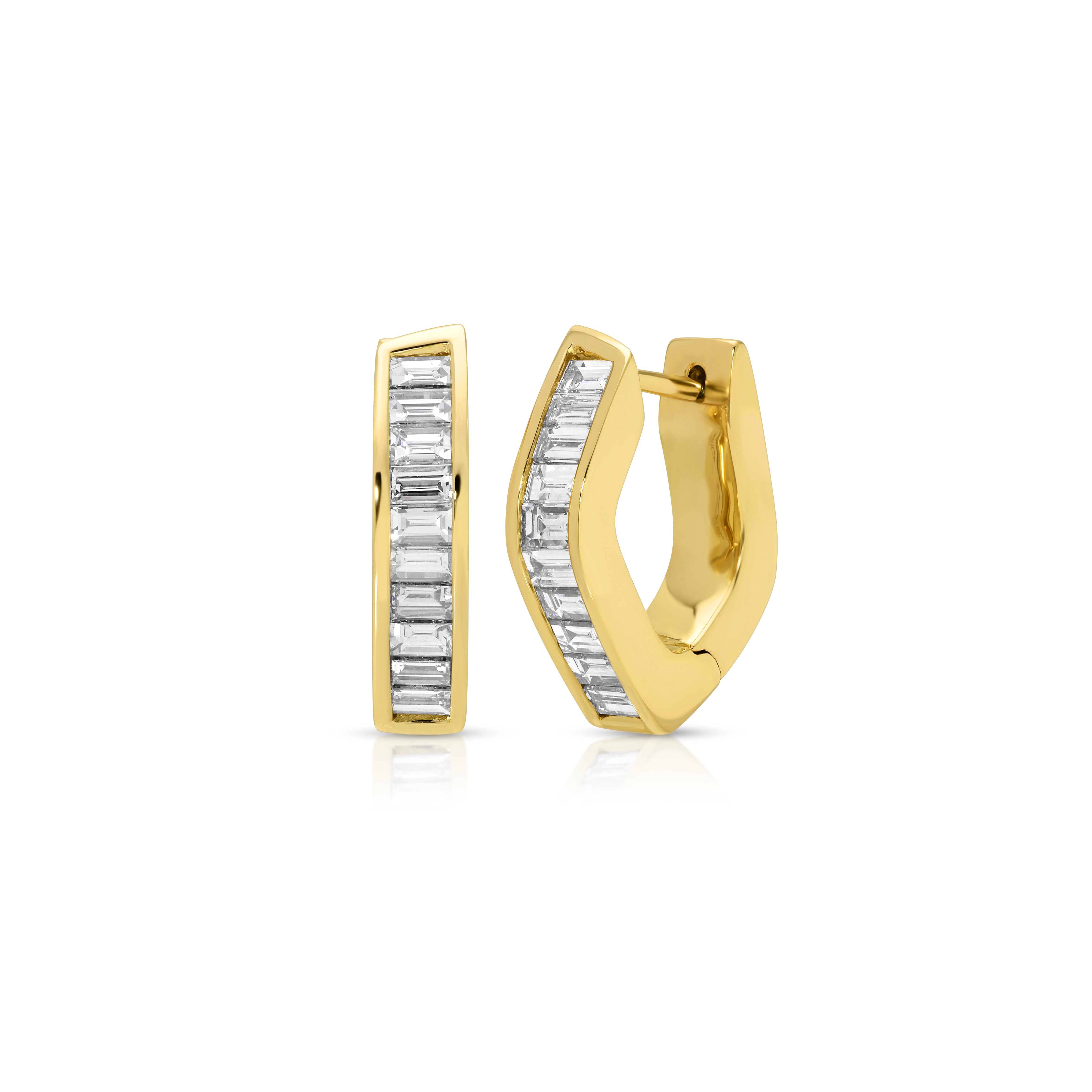18k yellow gold large georgie baguette diamond Huggies earrings anita ko tiny gods 