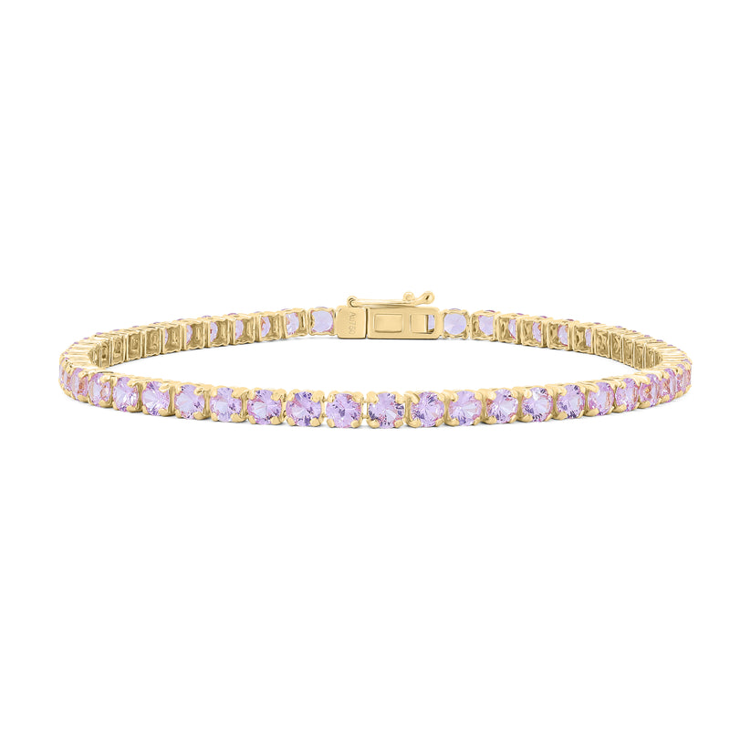 18k yellow gold large pink sapphire invisible tennis bracelet Tiny Gods