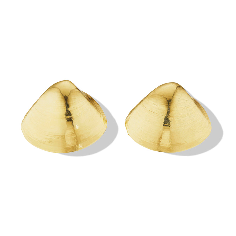 18k yellow gold 70's shell earrings by Cadar Tiny Gods