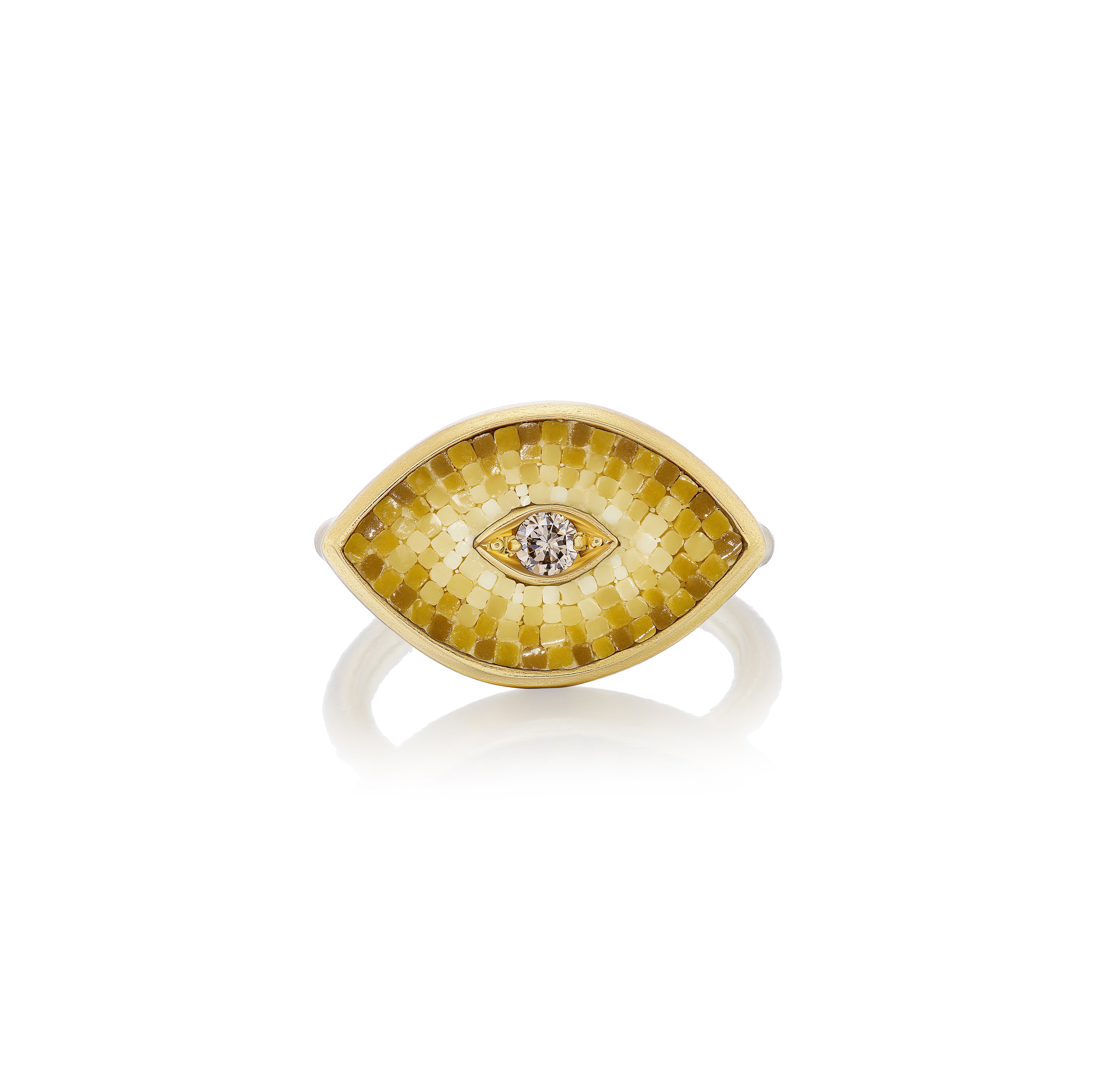 18k yellow gold Camel Evil Eye Micromosaic Ring by LE Sibille Roma Italy tiny gods
