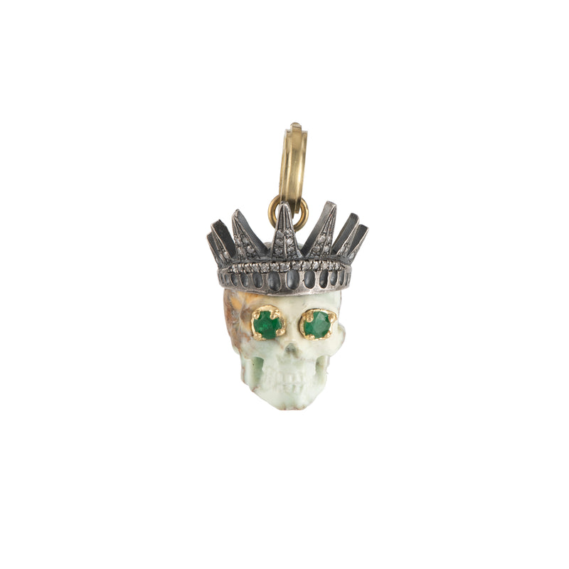 Turquoise liberty skull pendant with emerald eyes by Sylva & Cie Tiny Gods
