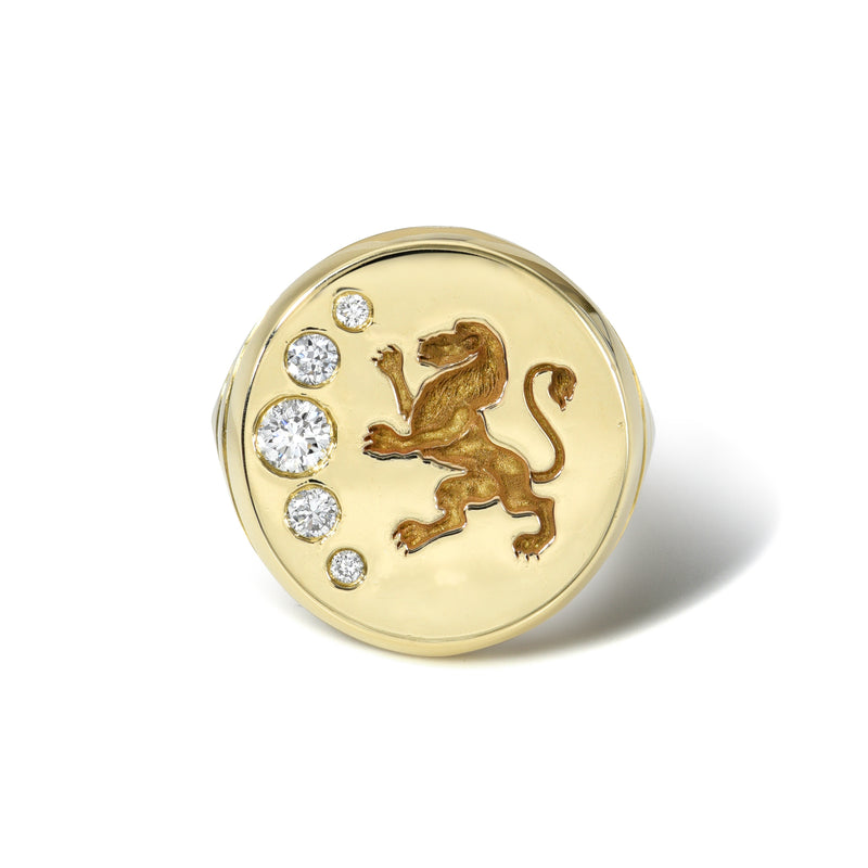 14k yellow gold lion diamond fantasy signet ring by retrouvai Tiny Gods
