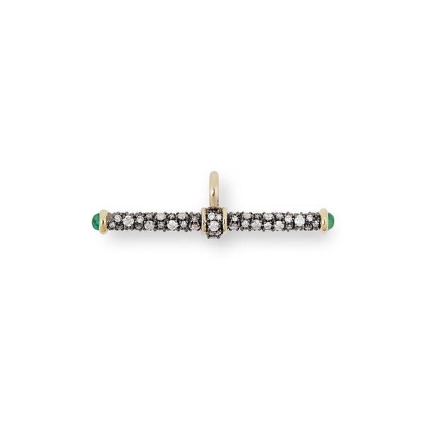 Diamond T-Bar Pendant with Emeralds