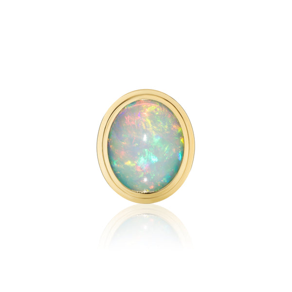 18k yellow gold oval opal double gold bezel by Goshwara Tiny Gods