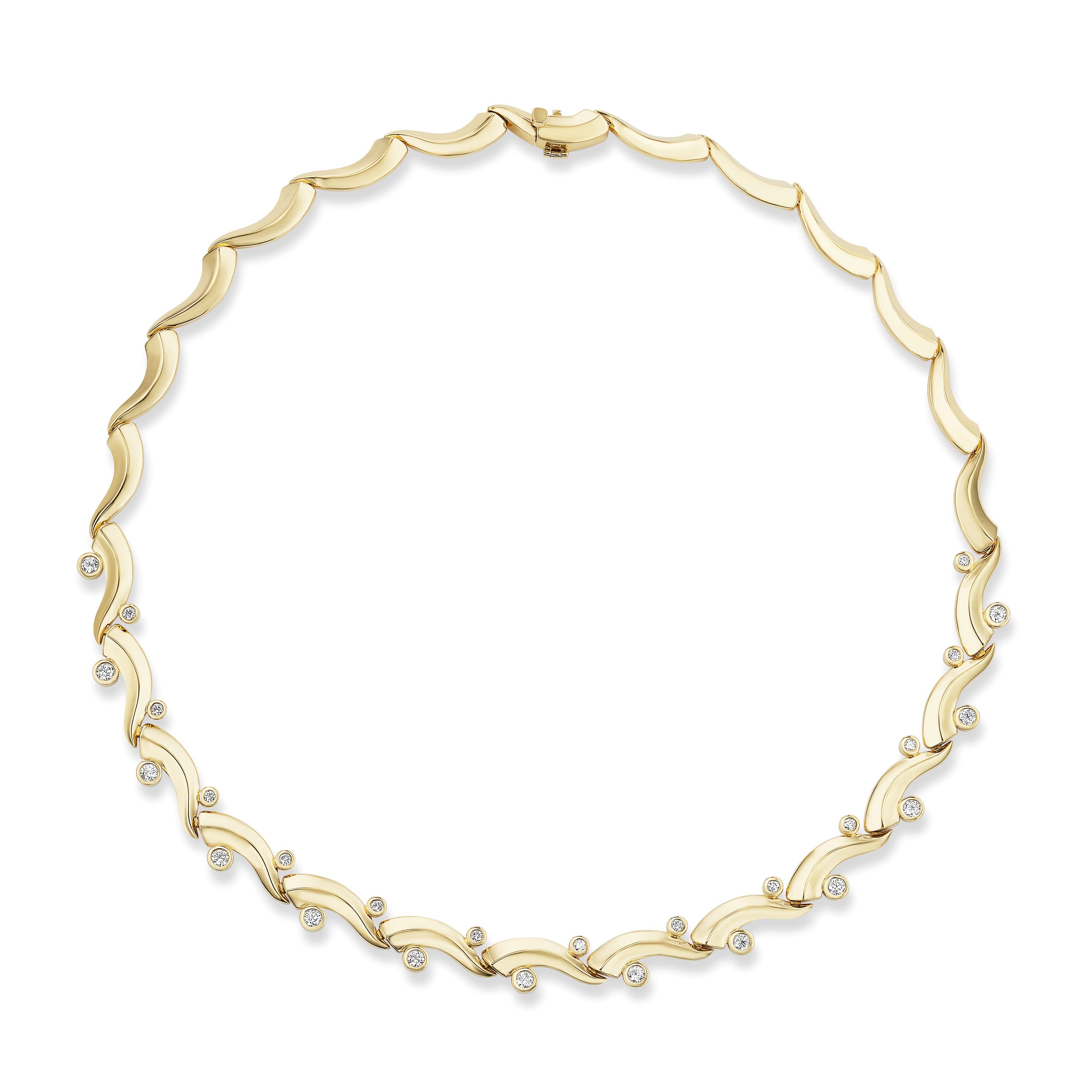 18k yellow gold diamond marea tennis style necklace by Sorellina Tiny Gods 
