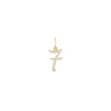 14k yellow gold diamond pave bespoke custom number charm "7" by Marlo Laz Tiny Gods