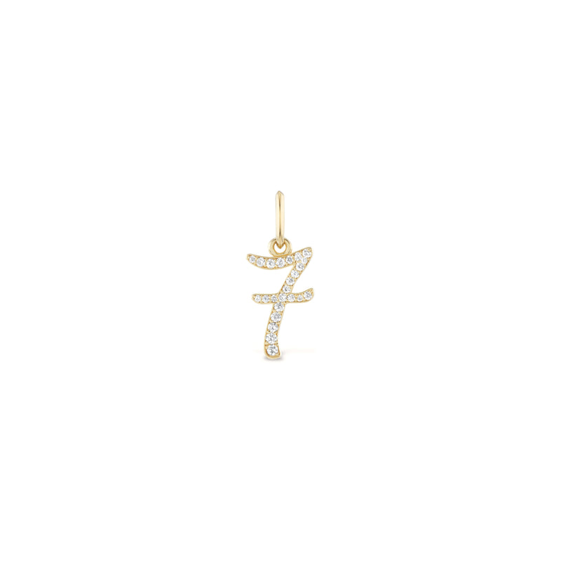 14k yellow gold diamond pave bespoke custom number charm "7" by Marlo Laz Tiny Gods