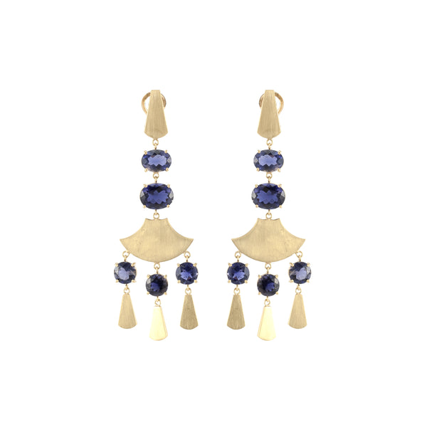 18k yellow gold Maya iolite drop dangle earrings by Sylva & Cie Tiny Gods