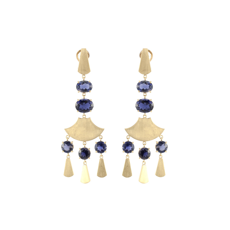 18k yellow gold Maya iolite drop dangle earrings by Sylva & Cie Tiny Gods