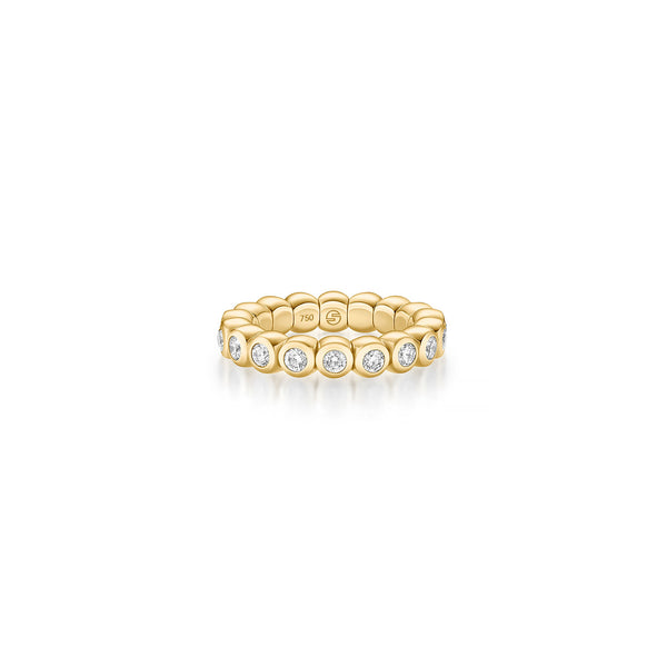 18k yellow gold medium round diamond stretch band ring Tiny Gods