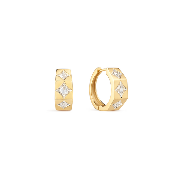 18k yellow gold rose cut diamond medium ecrou mm hoop huggie earring Marie Lichtenberg Tiny Gods