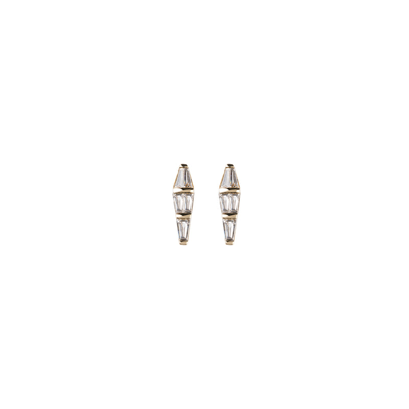18k yellow gold tapered diamond medium spectrum earrings stud by Nikos Koulis Tiny Gods