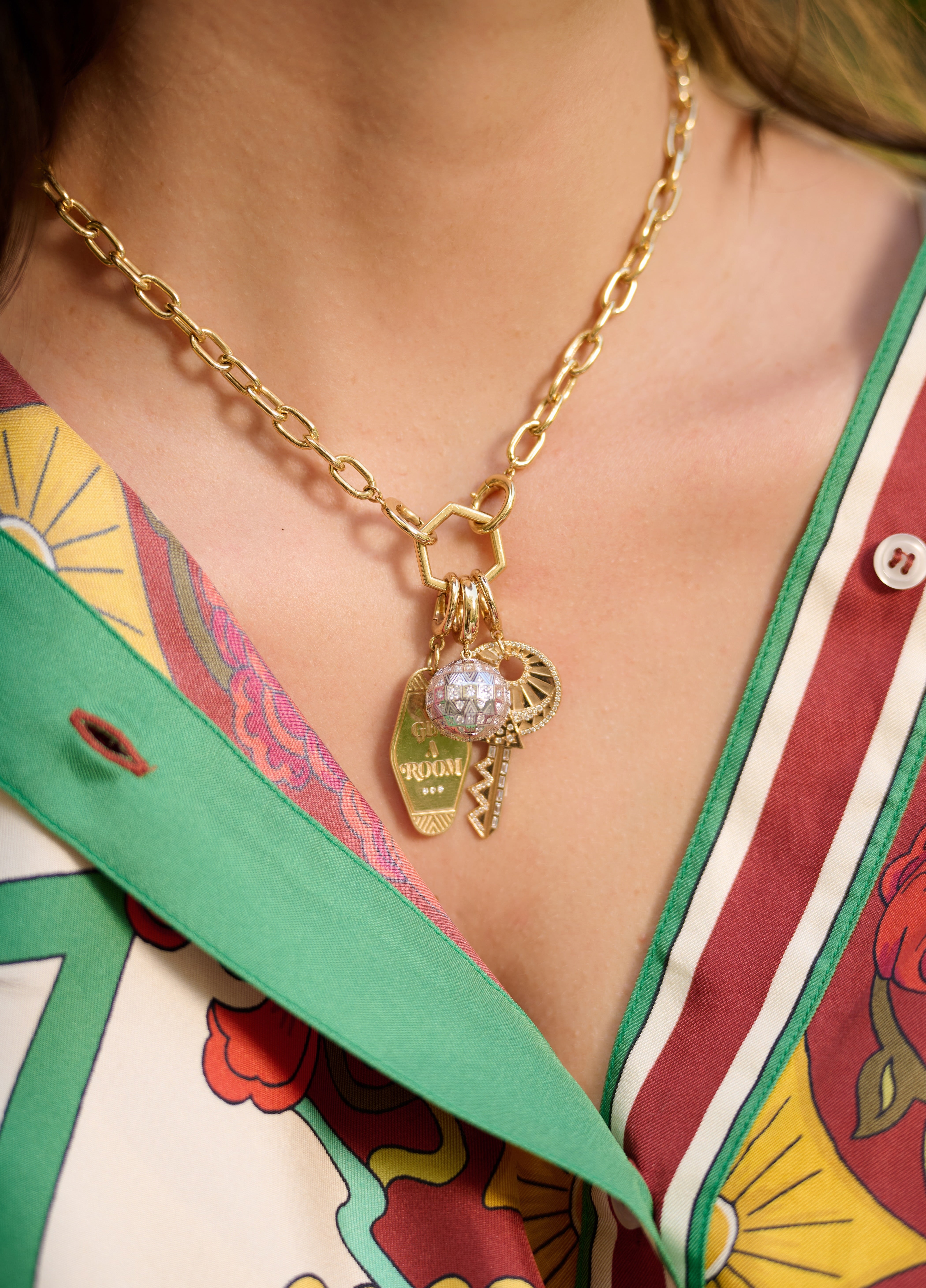 18k yellow gold and white gold diamond medium disco ball 1975 Harwell Godfrey Tiny Gods 