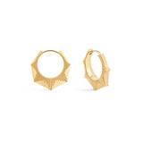 18k yellow gold medium NYC huggie hoop earrings by Marie Lichtenberg Tiny Gods