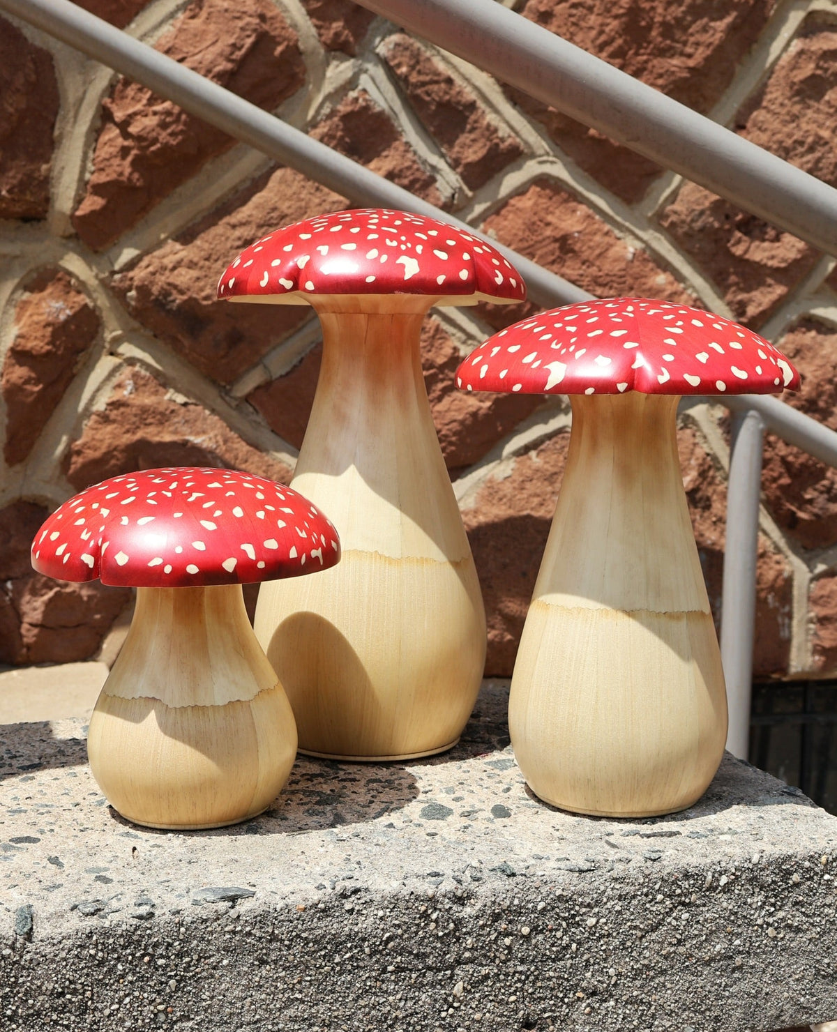 red spotted mushroom wood marquetry home decor by Silvia furmanovich Tiny Gods 