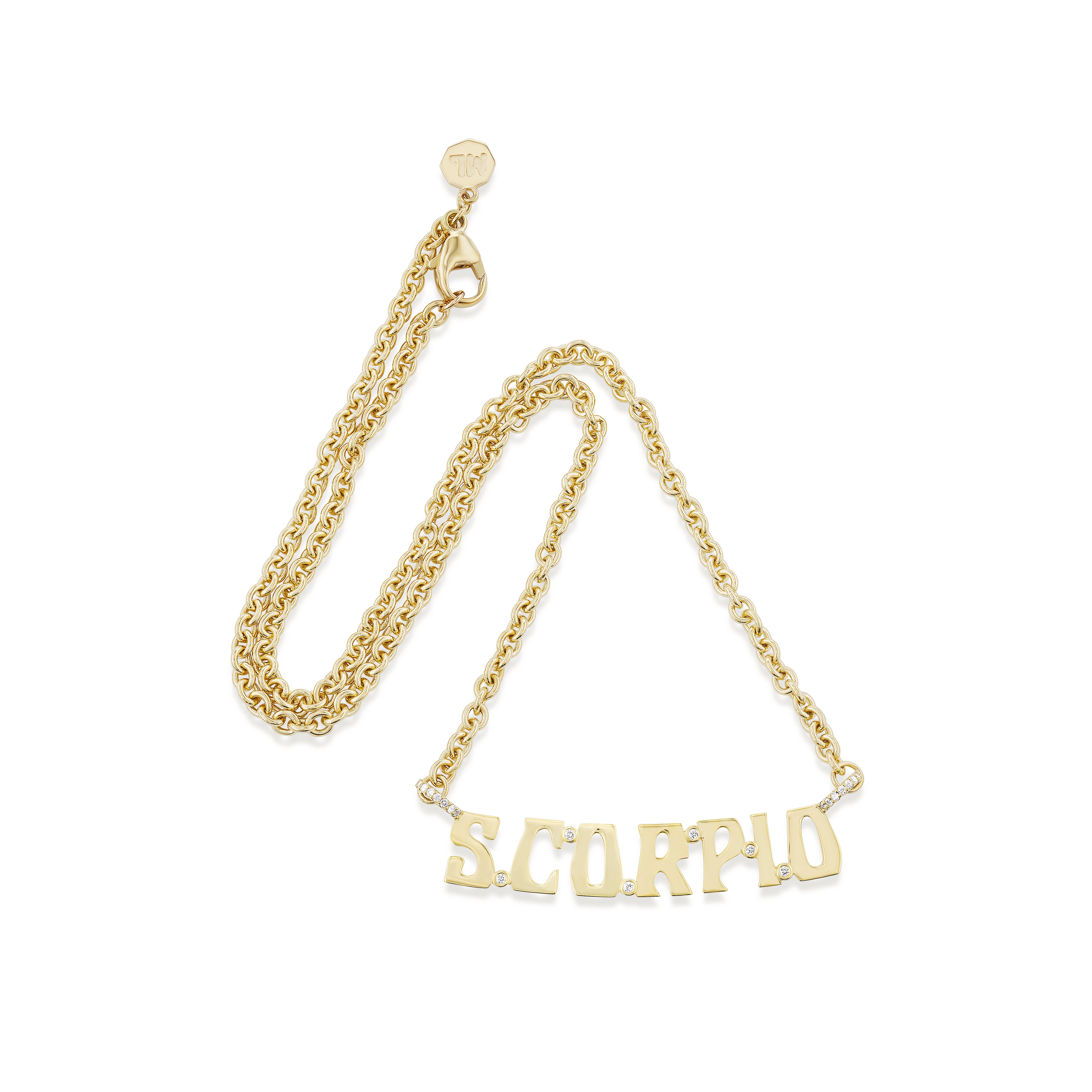 14k yellow gold medium scorpio zodiac pendant by Marlo Laz Tiny Gods