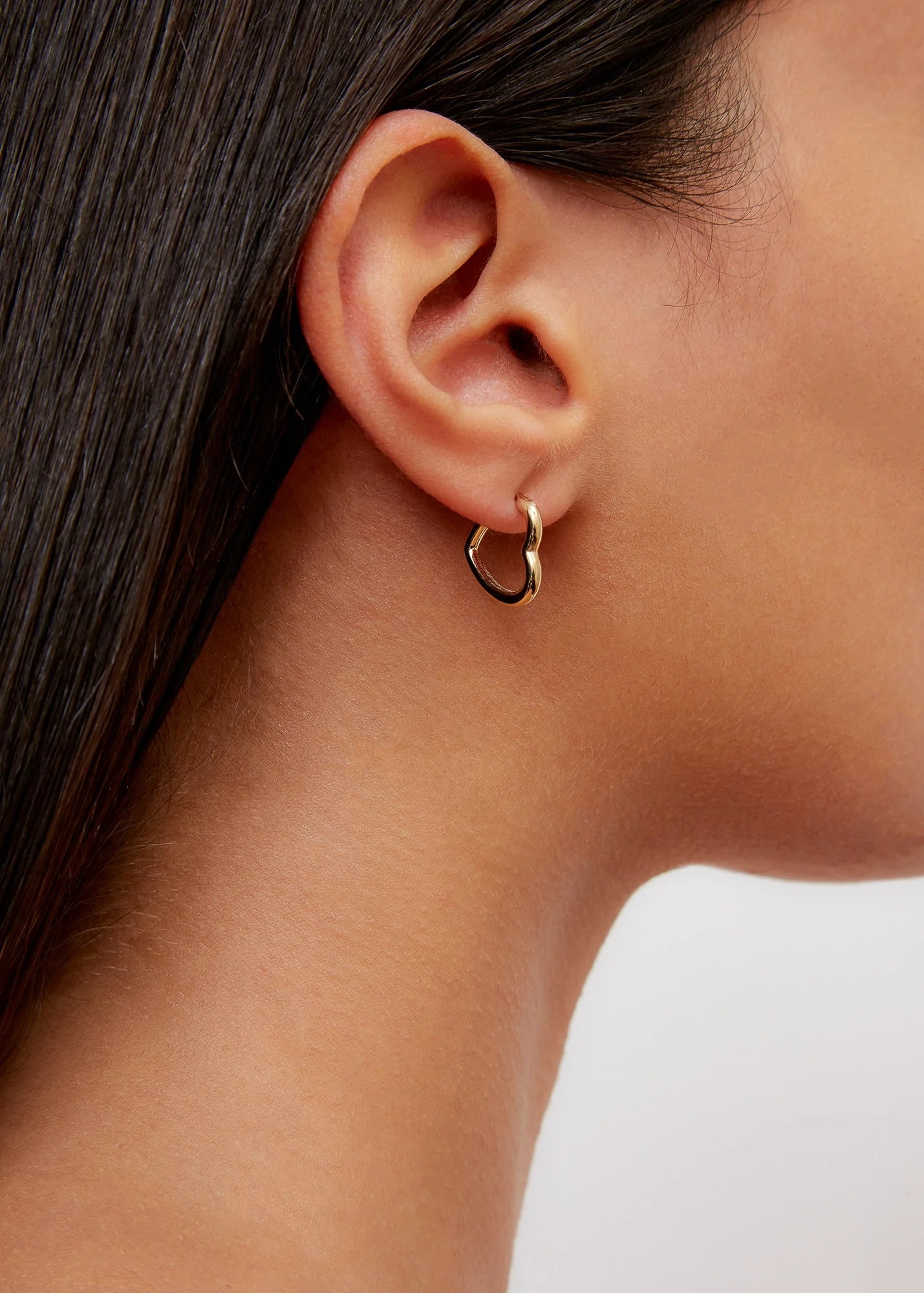 Mini Polished Heart Hoop Earrings