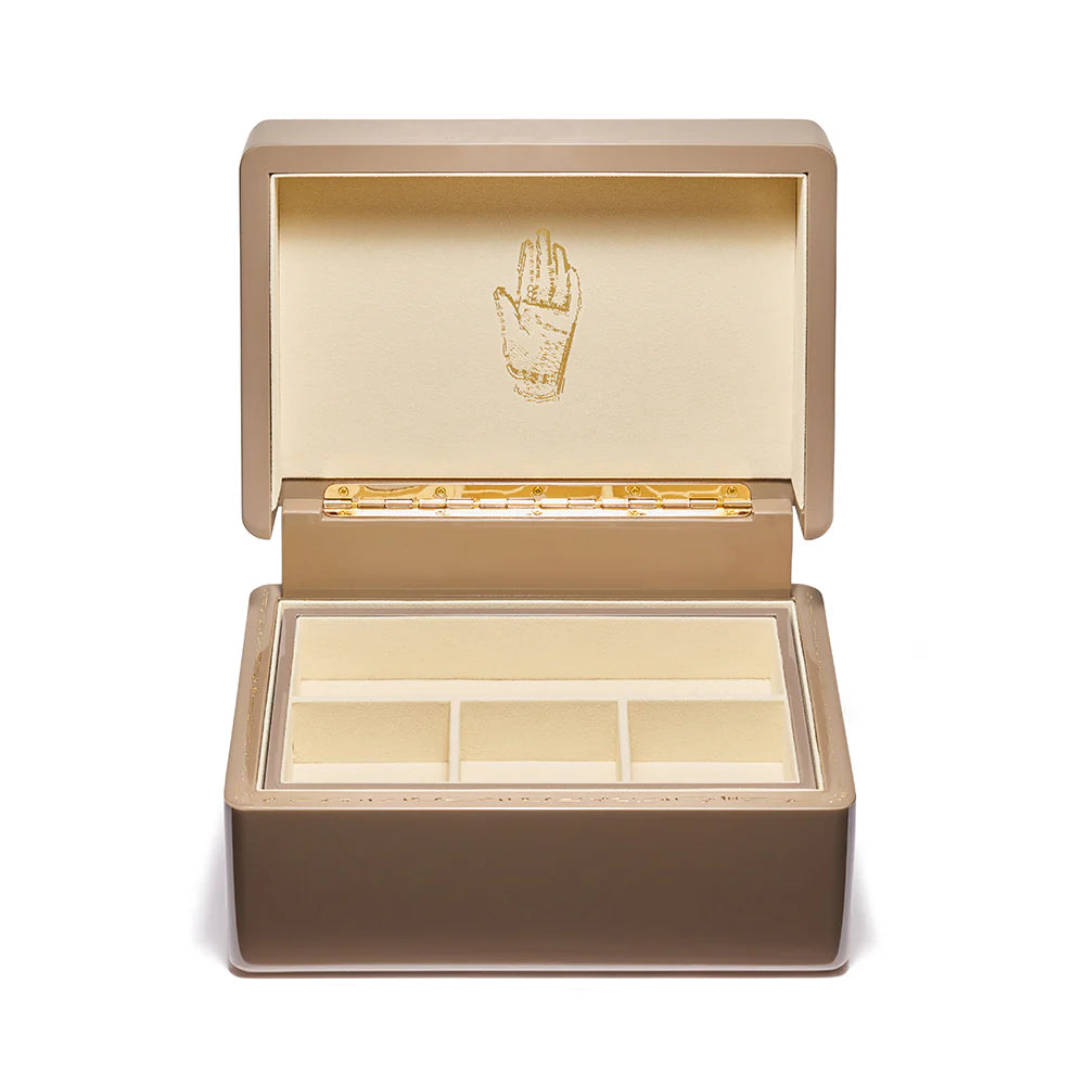 taupe enamel brass mini trunk jewelry box by trove tiny gods 