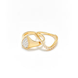 SET BABY CHEVALIERE POIRE & MINI BAGUE VAGUE DIAMANTS OJ pear baby diamond wave band ring Tony gods Yvonne Léon