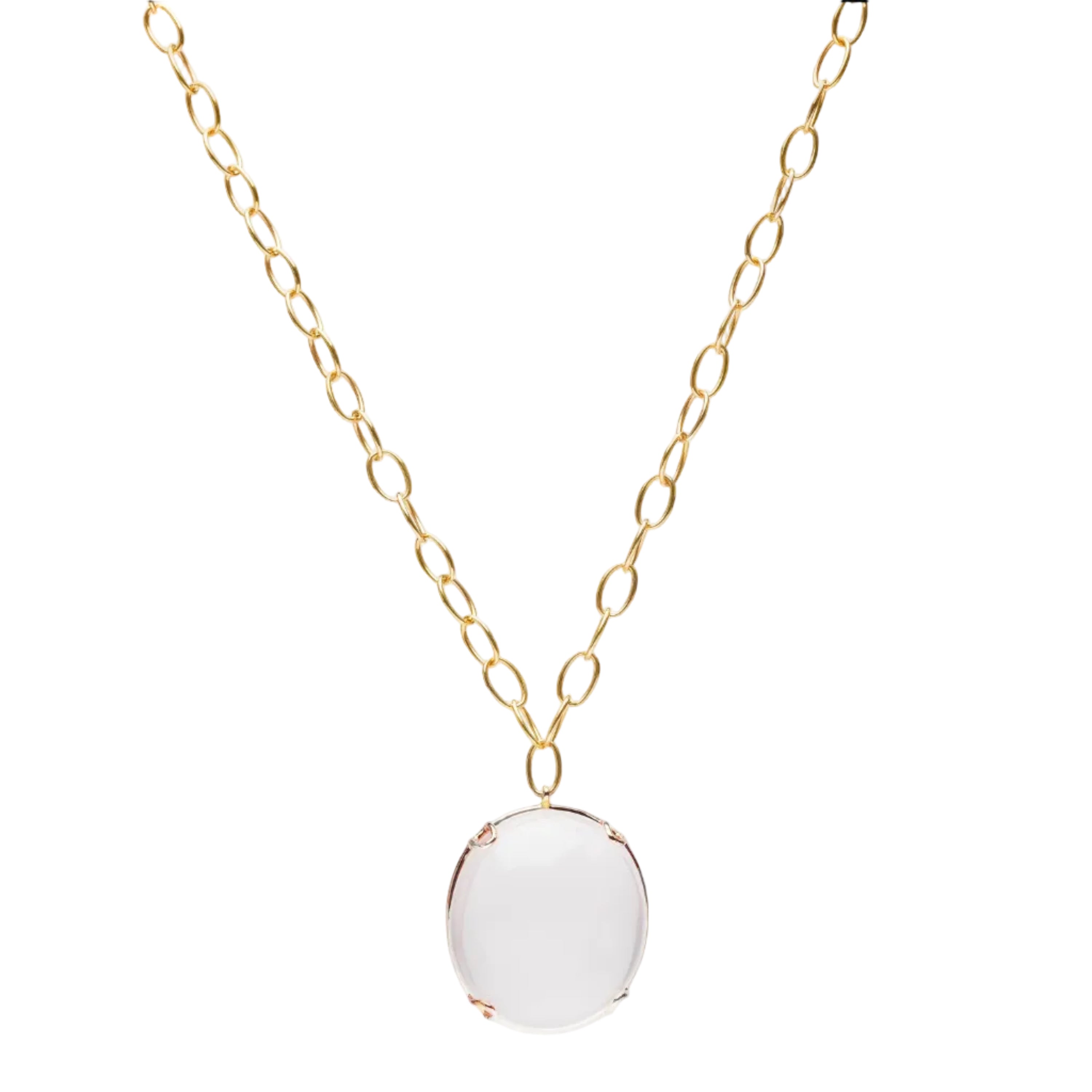 moon quartz oval cabochon pendant 18k yellow gold goshwara tiny gods 