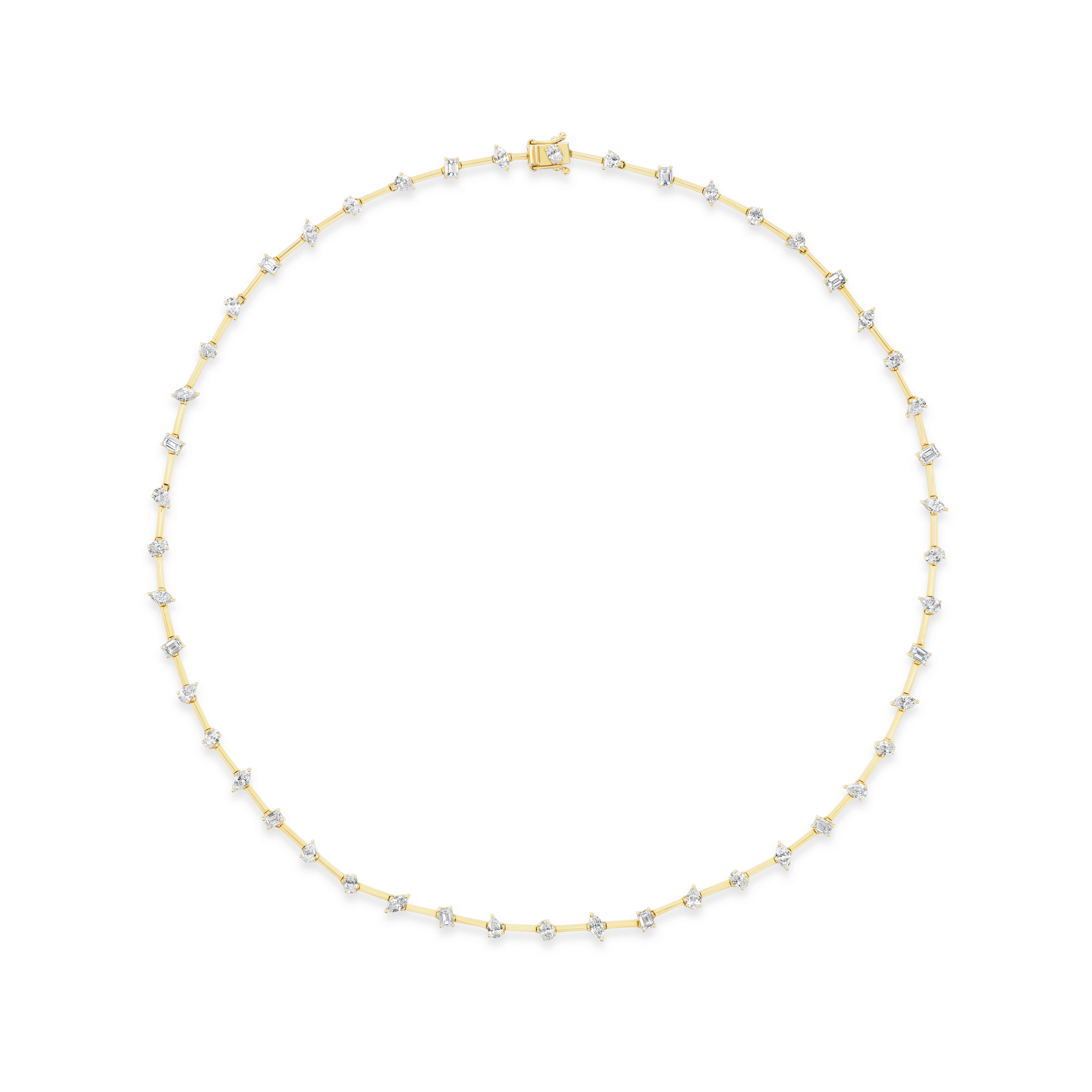 18k yellow gold multi shape diamond Riviera necklace Tiny Gods