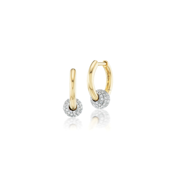 14k yellow and white gold nano piercing earrings with diamond ball by Rainbow K Tiny gods