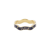 14k yellow gold navy blue enamel gemini zodiac wave band ring by Marlo Laz Tiny Gods