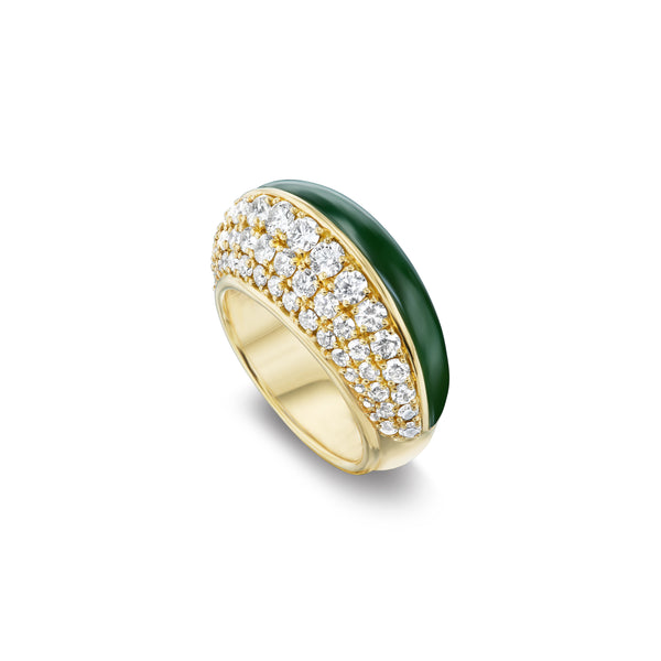 18k yellow gold fluid diamond and nephrite jade ring by Fernando Jorge Tiny Gods