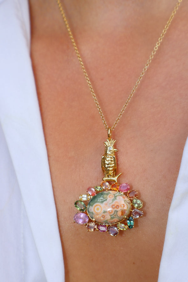 ocean jasper gertrude bell necklace with sapphires by Daniela Villegas Tiny Gods