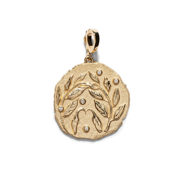 olive branch coin pendant charm azlee yellow gold tiny gods