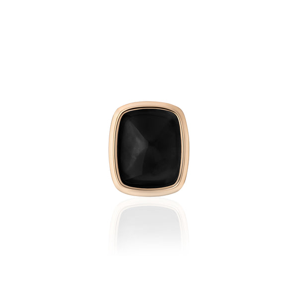 18k yellow gold and black onyx cabochon statement ring by Goshwara Tiny Gods