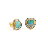 opal and diamond heart studs yellow gold Sylva & cie Tiny gods