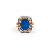 18k yellow gold diamond and black rhodium oval opal renee ring by Sylva & Cie Tiny Gods